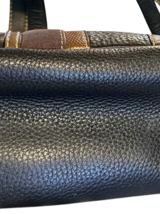 Fossil Vintage Brown Black Striped Leather Shoulder Bag Y2K Patchwork Purse - Picture 10 of 10